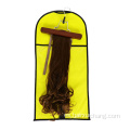 Embalaje de logotipo personalizado Bolsa de ventana de PVC Bolsa de extensión de cabello no tejida a prueba de polvo con percha de madera